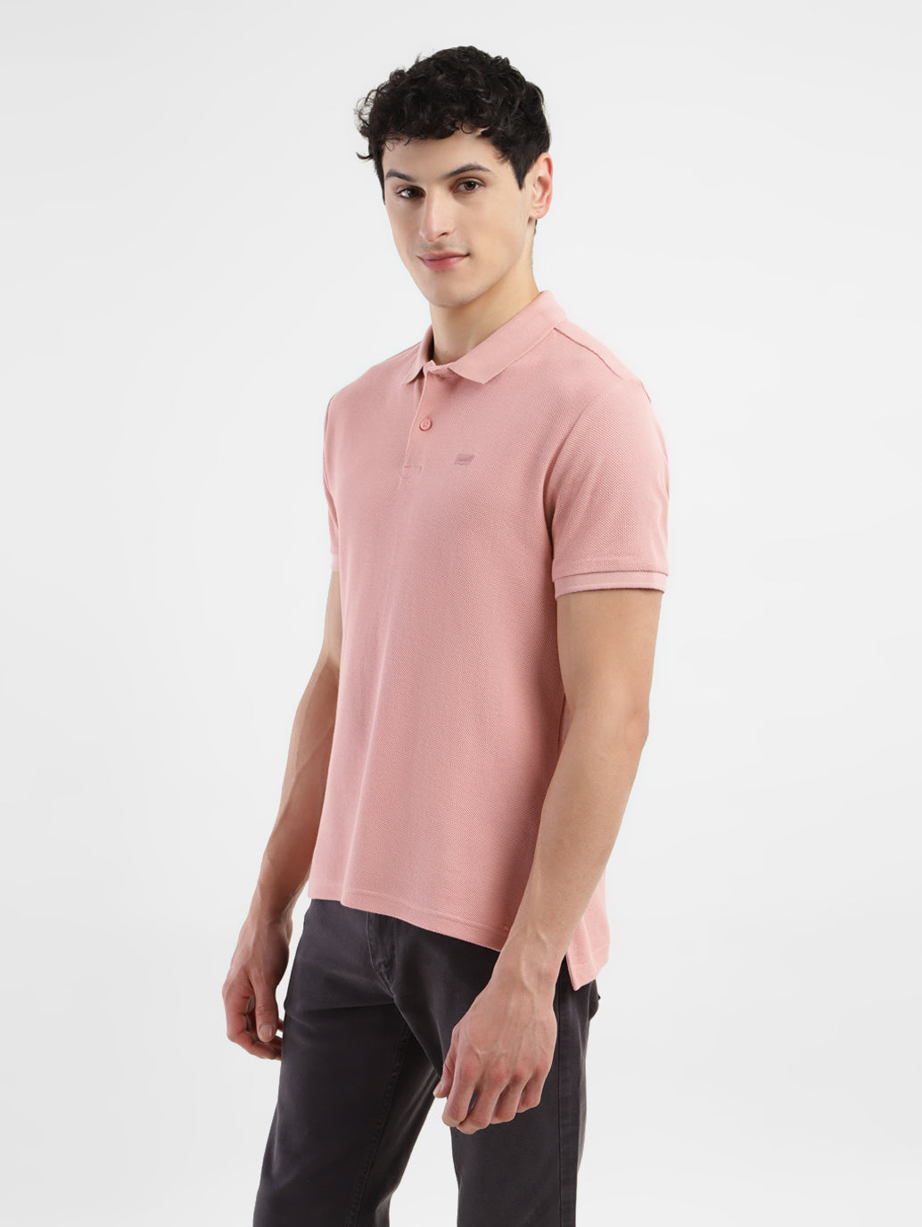 Men's Textured Slim Fit Polo T-Shirt