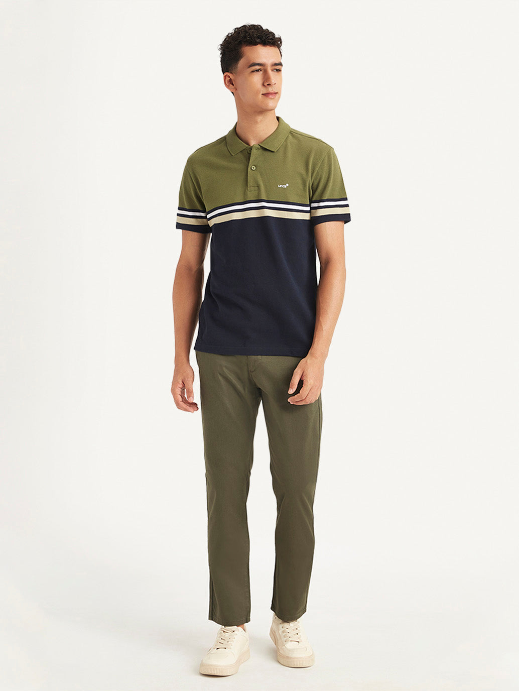 Men's Colorblock Slim Fit Polo T-Shirt - Front View
