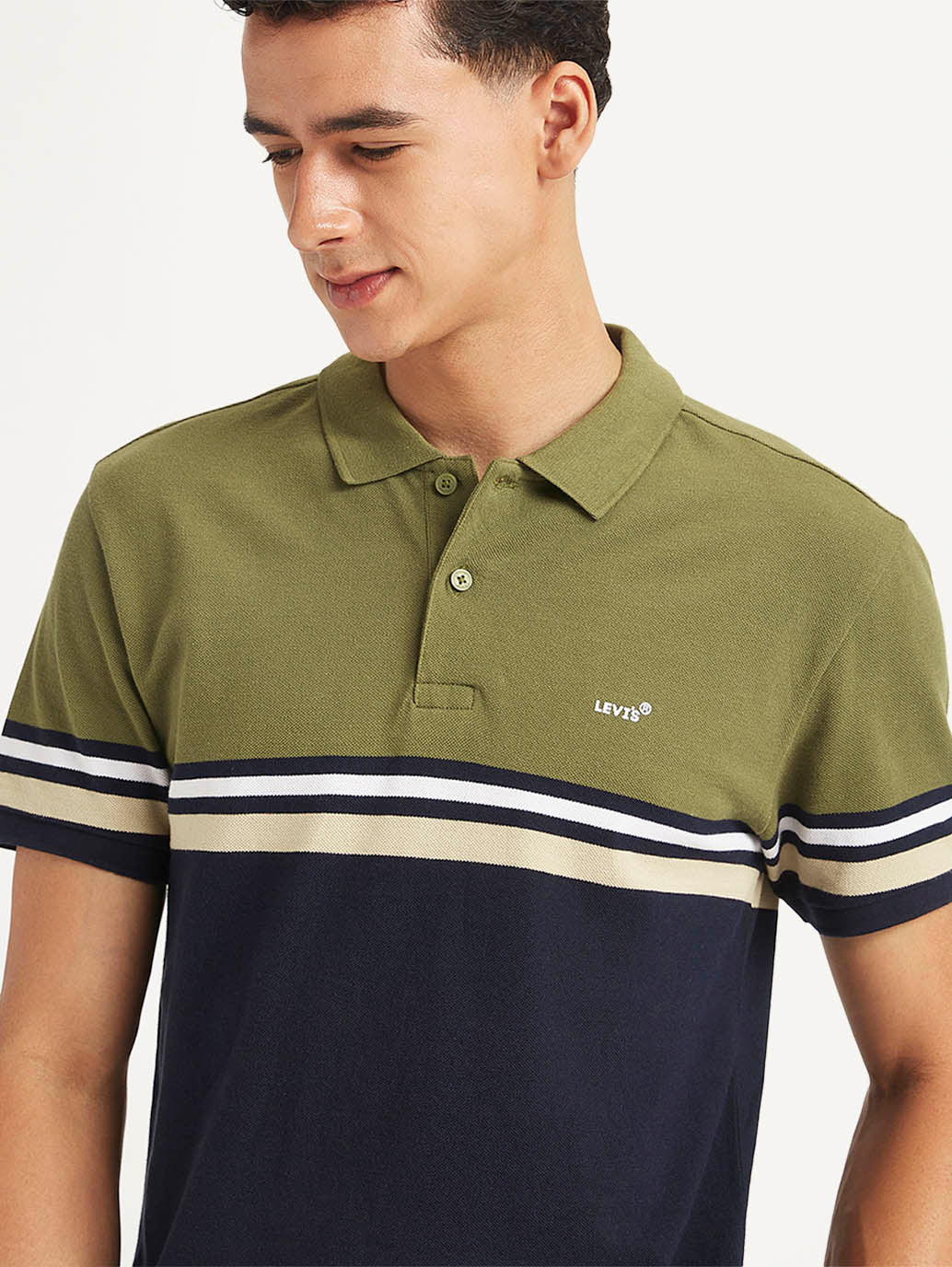 Men's Colorblock Slim Fit Polo T-Shirt - Detail View