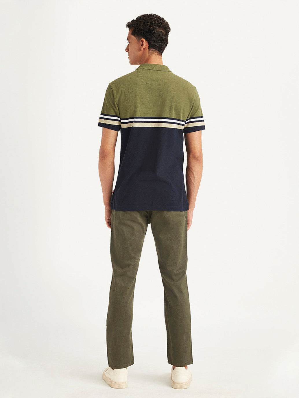 Men's Colorblock Slim Fit Polo T-Shirt - Back View