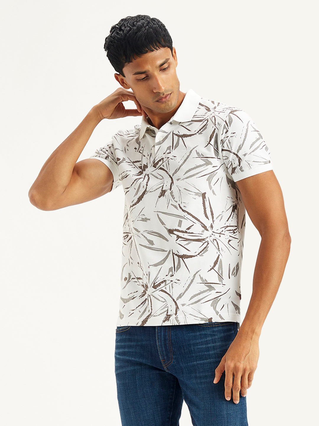 Men's All Over Print Slim Fit Polo T-Shirt