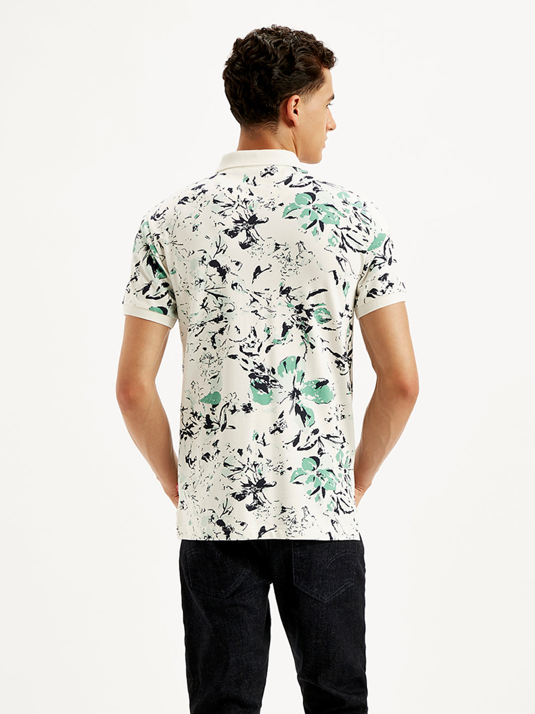 Men's Floral Slim Fit Polo T-Shirt