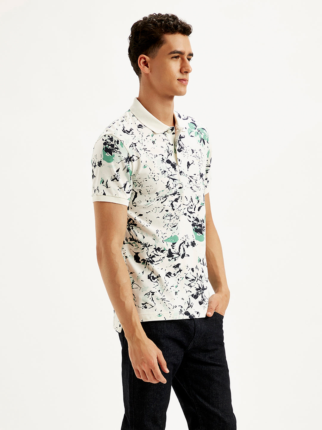 Men's Floral Slim Fit Polo T-Shirt