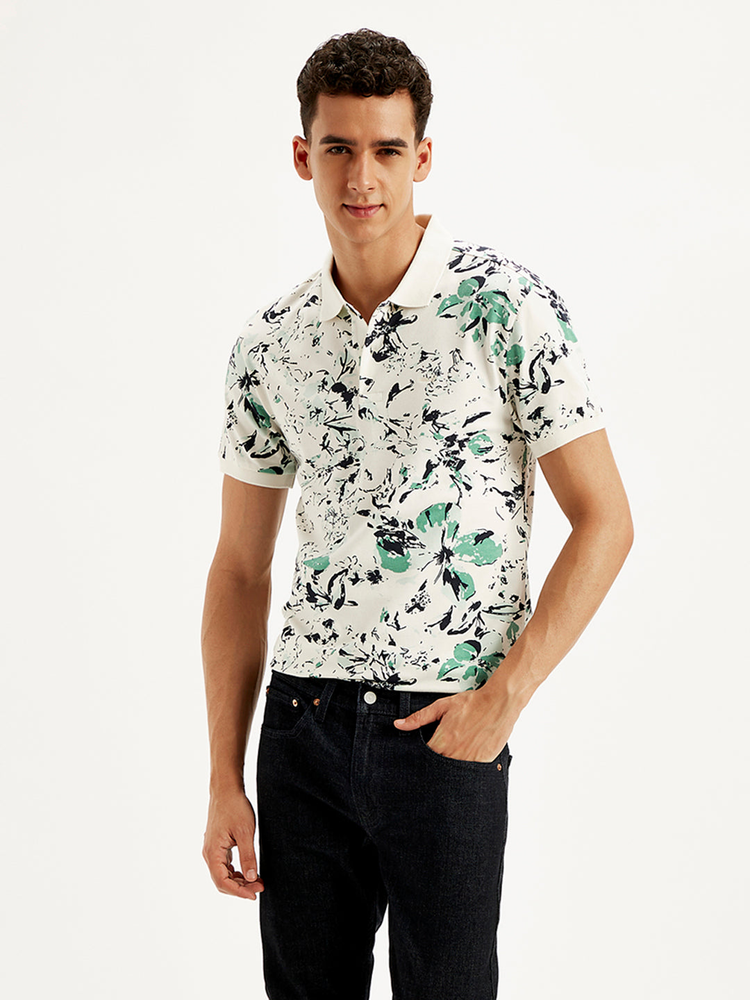 Men's Floral Slim Fit Polo T-Shirt