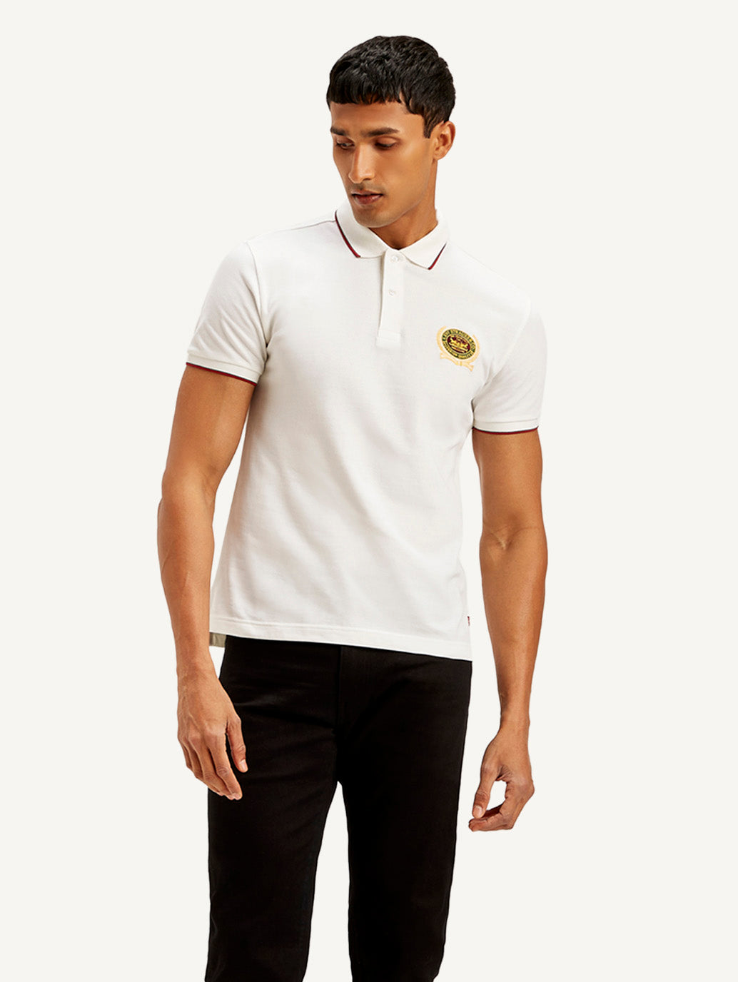 Men's Solid Slim Fit Polo T-shirt - Front View