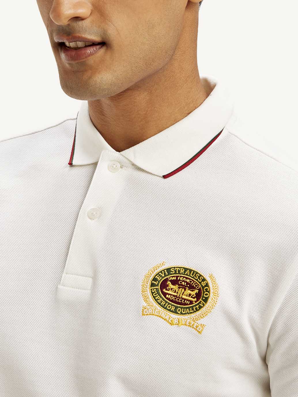 Men's Solid Slim Fit Polo T-shirt - Detail View