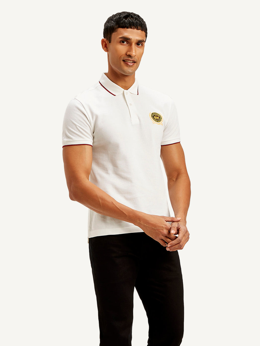 Men's Solid Slim Fit Polo T-shirt - Side View