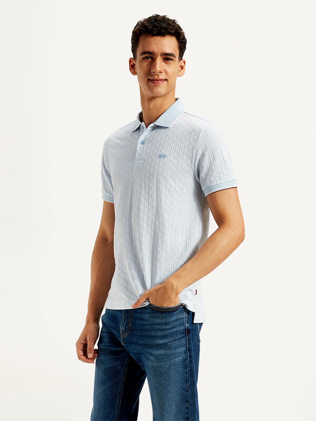 Men's Textured Slim Fit Polo T-Shirt - 20 View