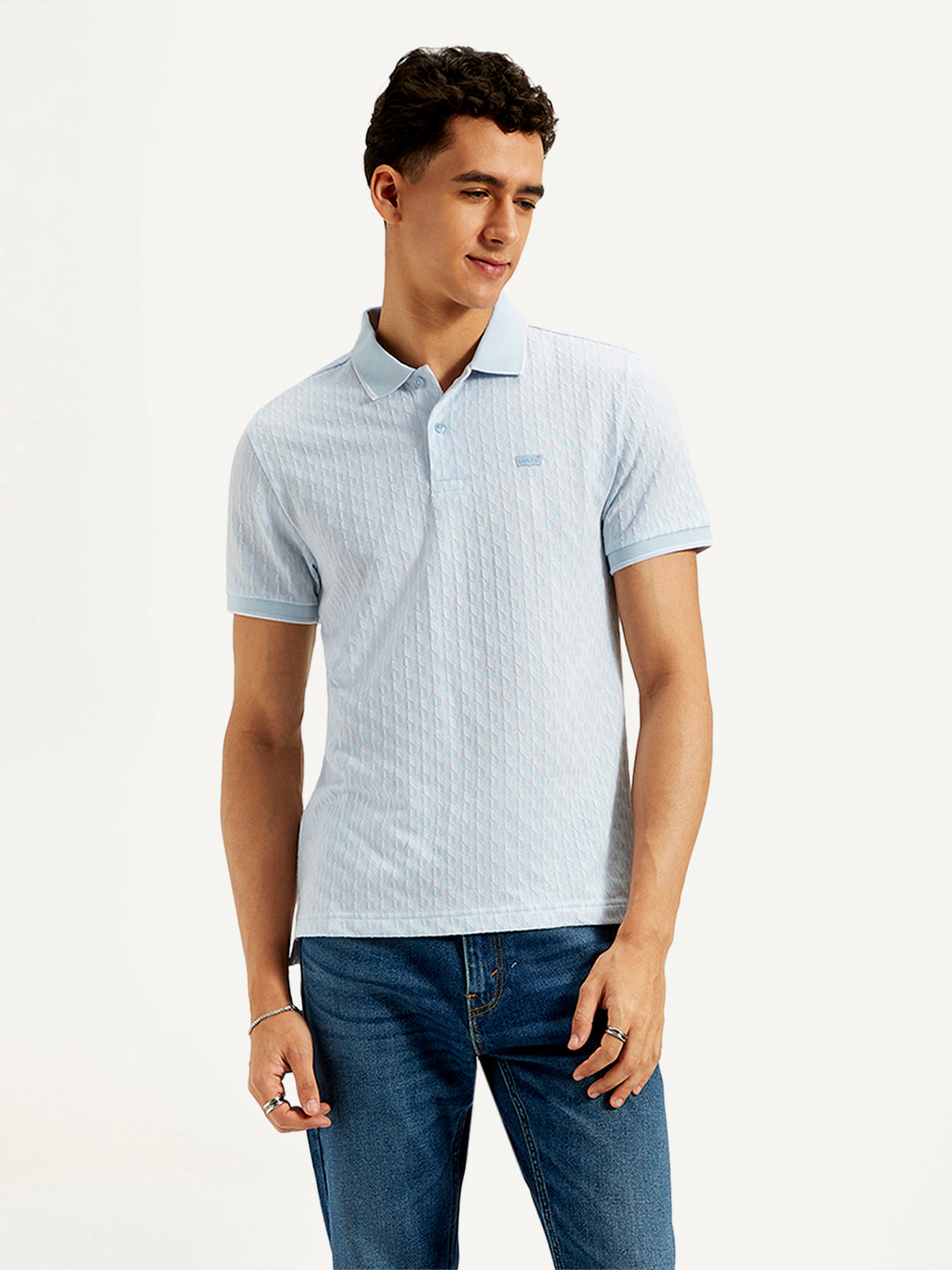 Men's Textured Slim Fit Polo T-Shirt - 20 View