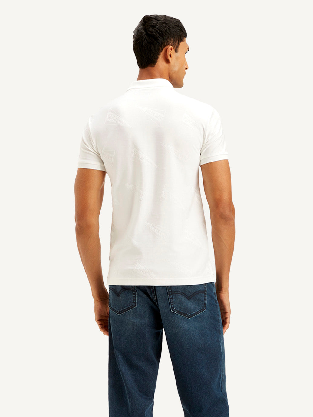 Men's Solid Slim Fit Polo T-shirt - Back View
