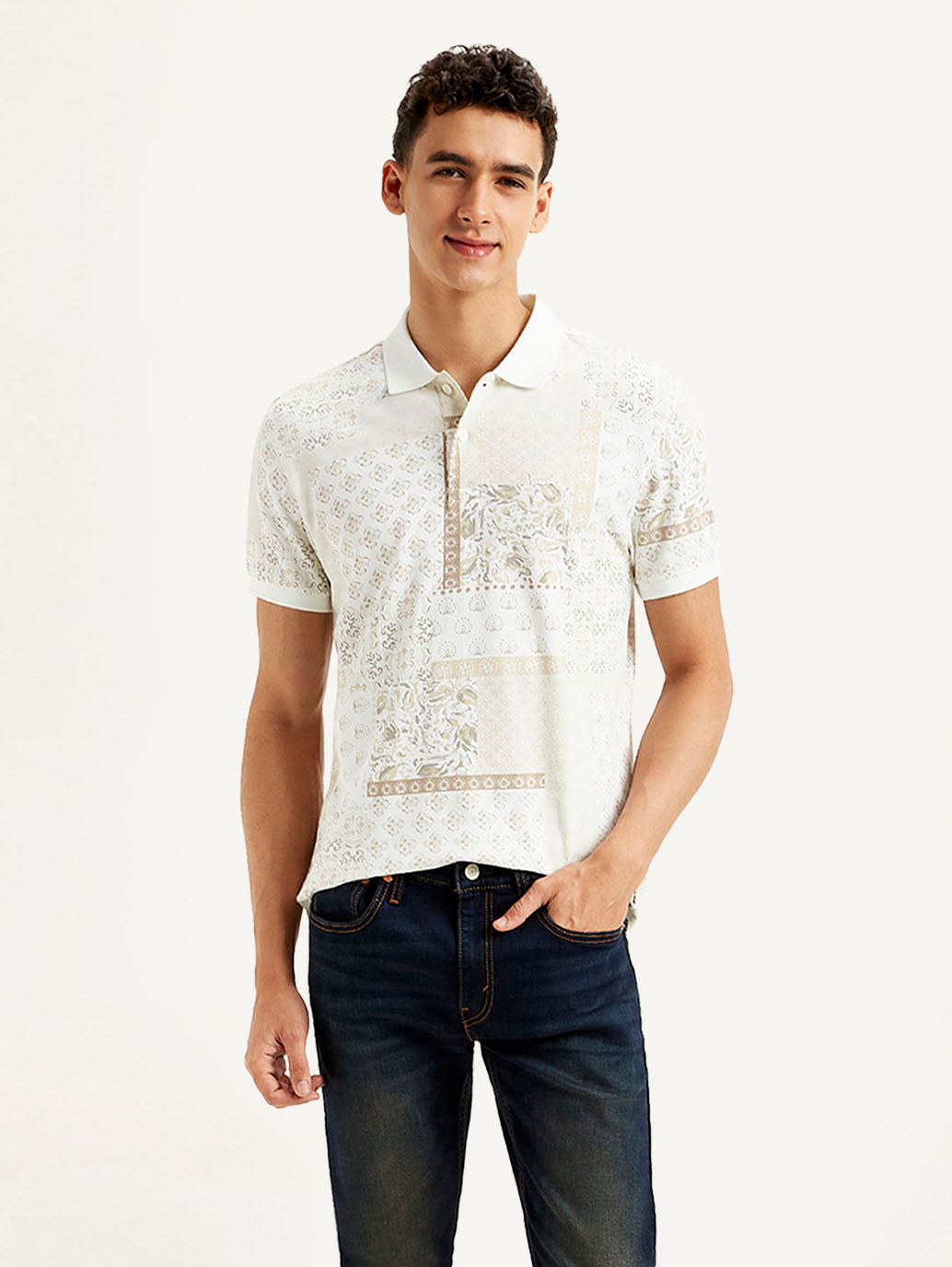 Men's Ethnic Motifs Slim Fit Polo T-shirt - Styleshot View