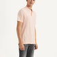 Men's Solid Slim Fit Polo Linen T-shirt - Side View