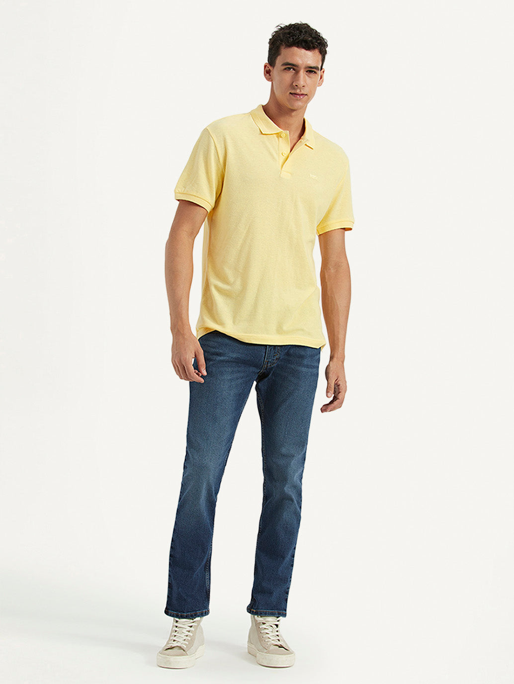 Men's Solid Slim Fit Polo Linen T-shirt - Styleshot View