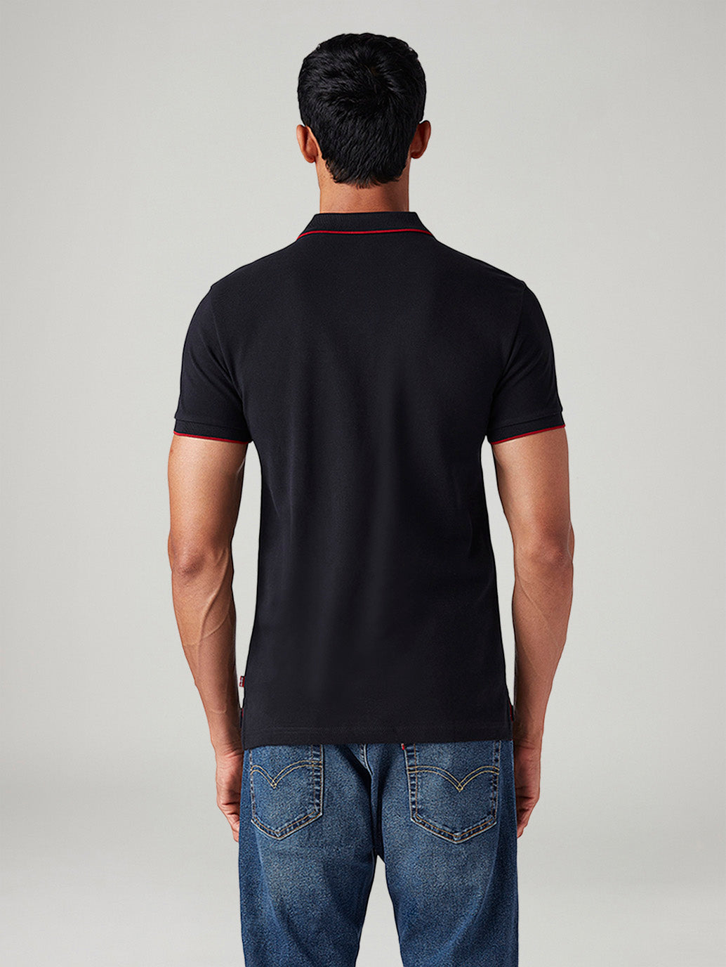 Men's Solid Slim Fit Polo T-Shirt - Back View