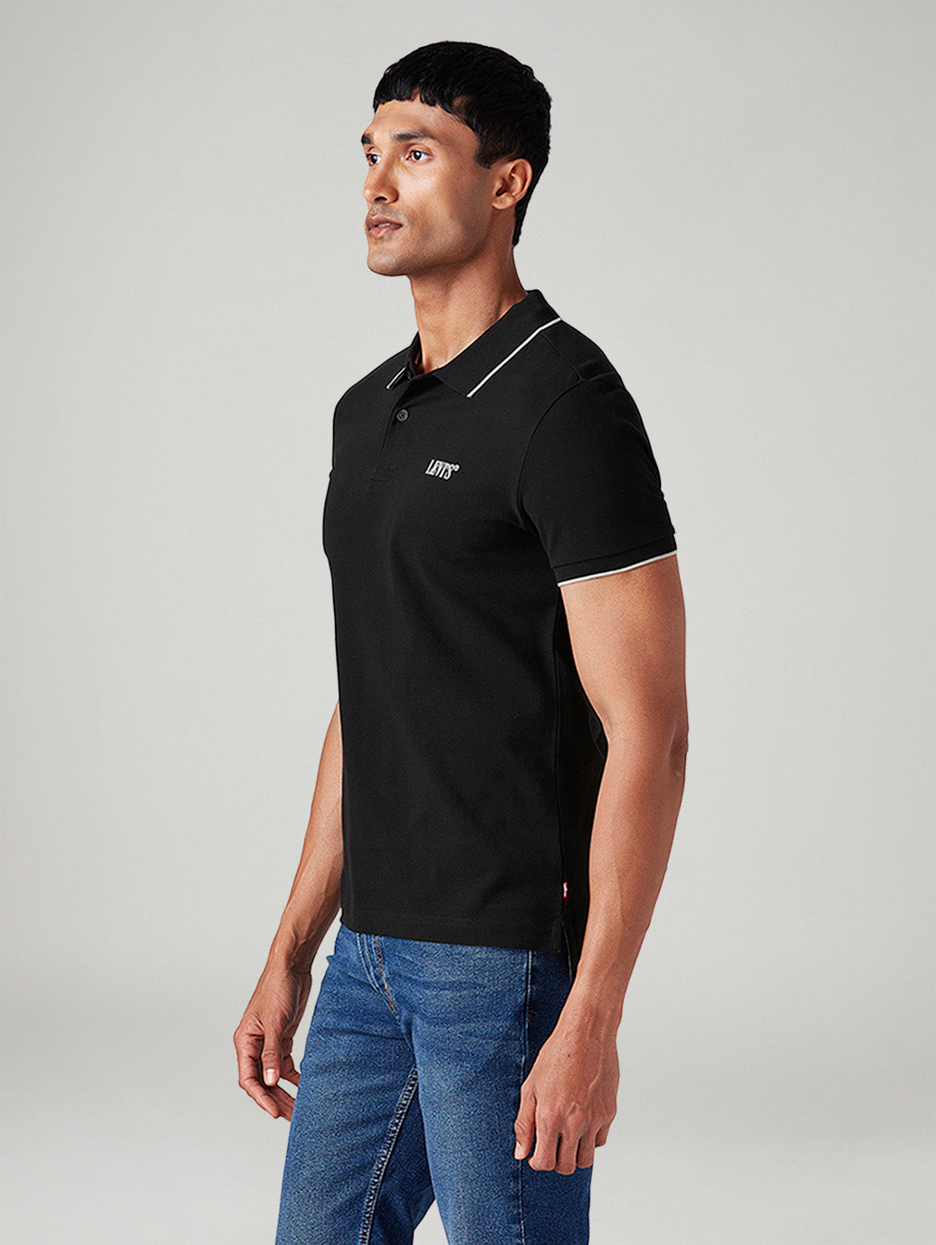 Men's Solid Slim Fit Polo T-Shirt - Side View