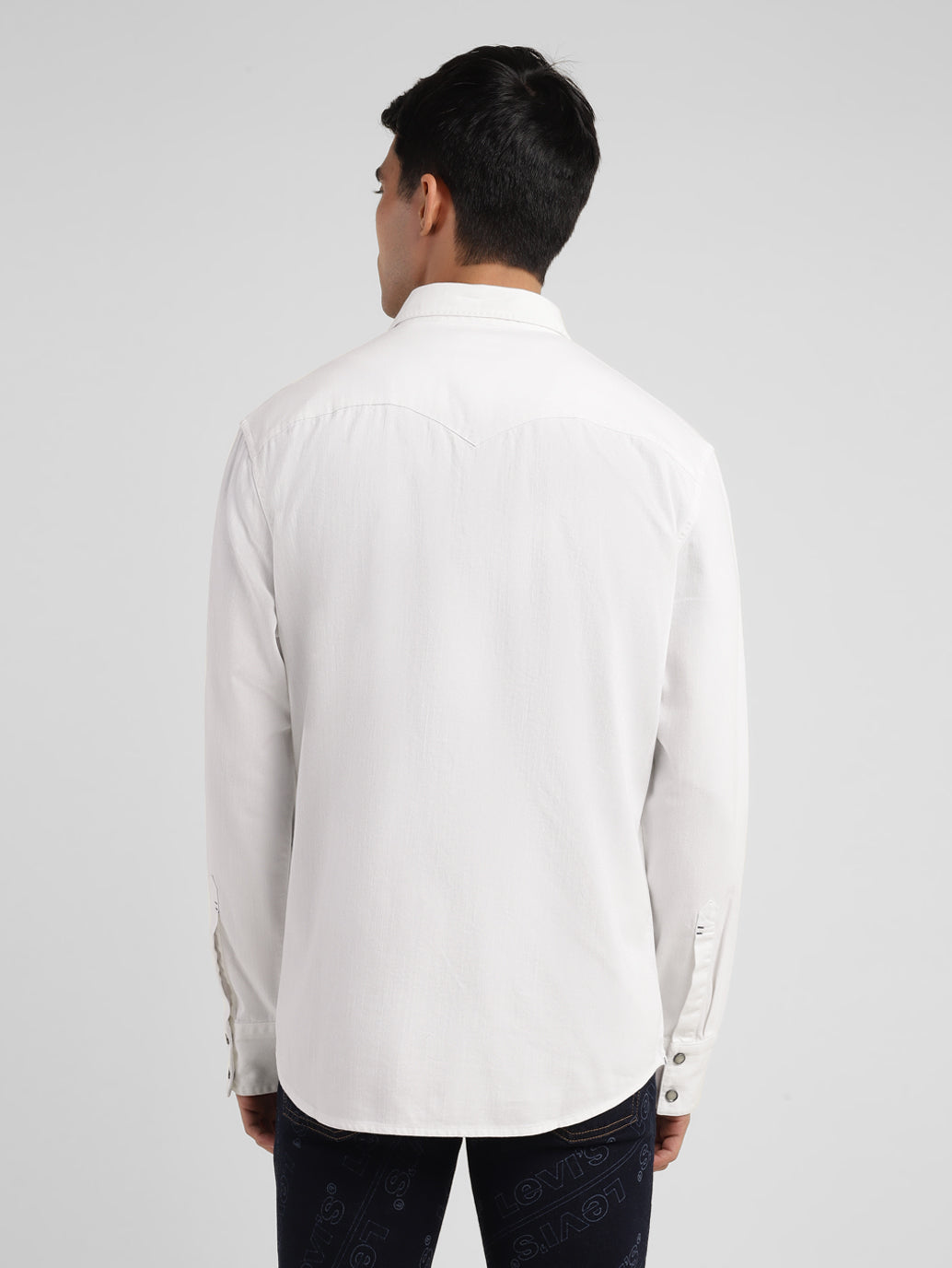 Men's Solid Slim Fit Shirt - Back View
