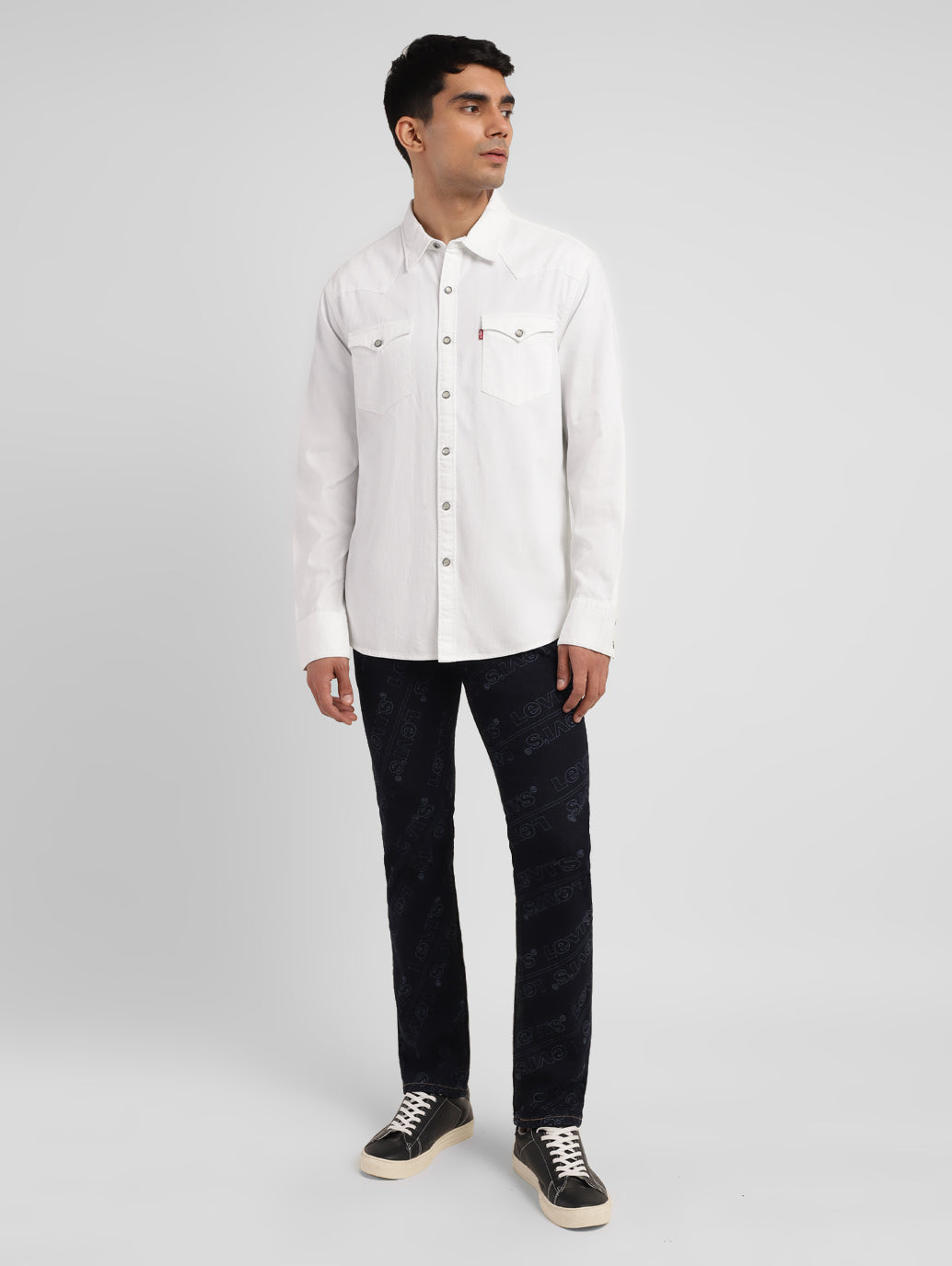 Men's Solid Slim Fit Shirt - Front View