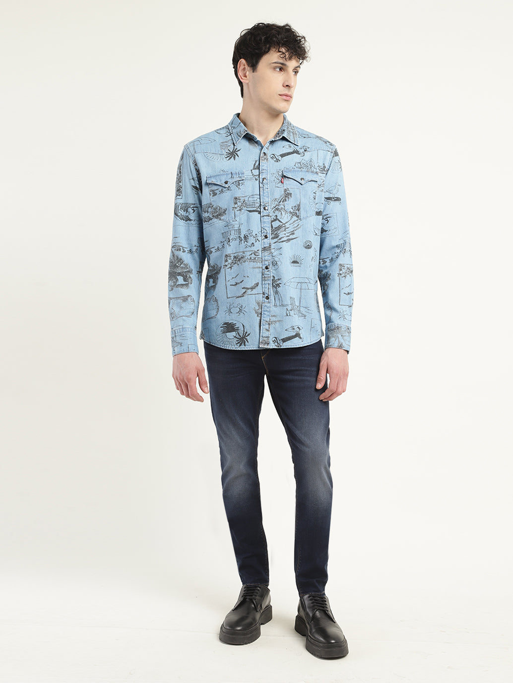 Men's Graphic Print Slim Fit Shirt