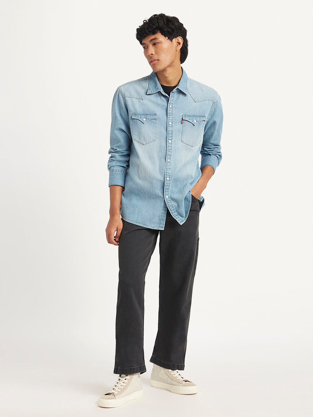 Men's Solid Regular Fit Denim Shirt