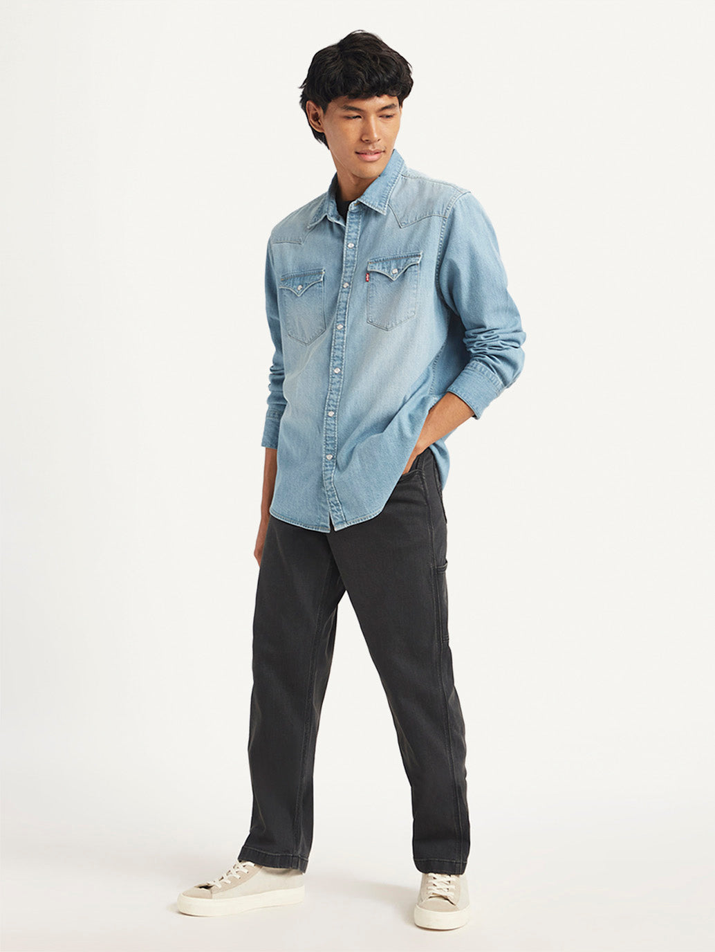 Men's Solid Regular Fit Denim Shirt