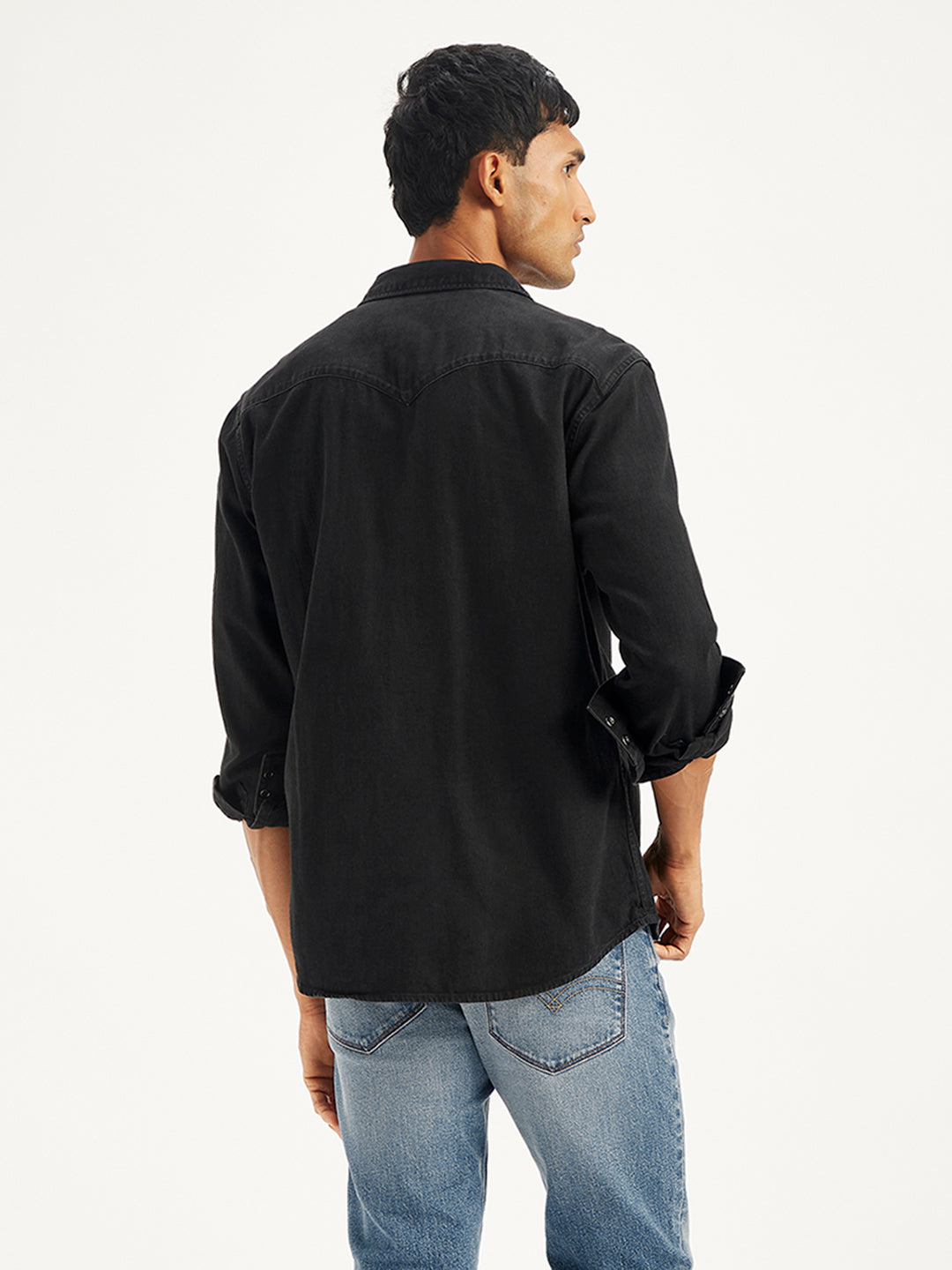 Men's Solid Regular Fit Denim Shirt