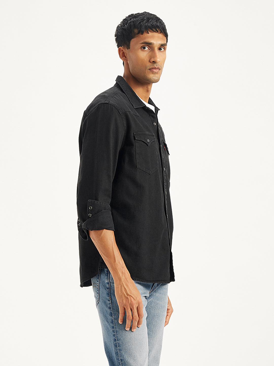 Men's Solid Regular Fit Denim Shirt