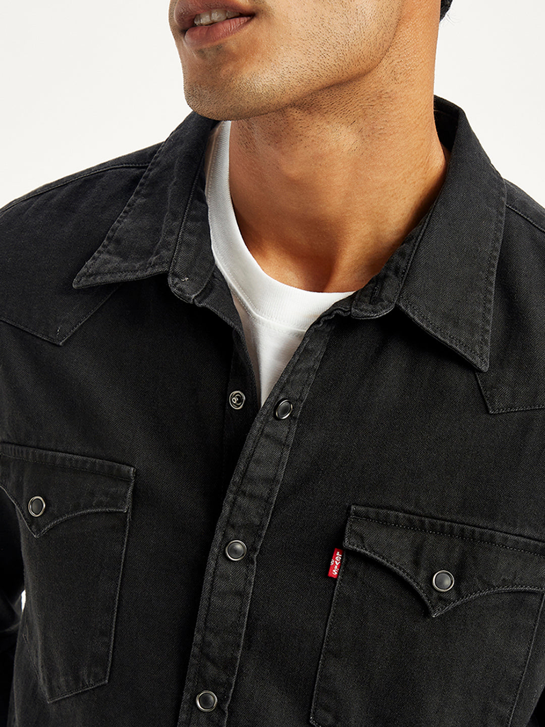 Men's Solid Regular Fit Denim Shirt