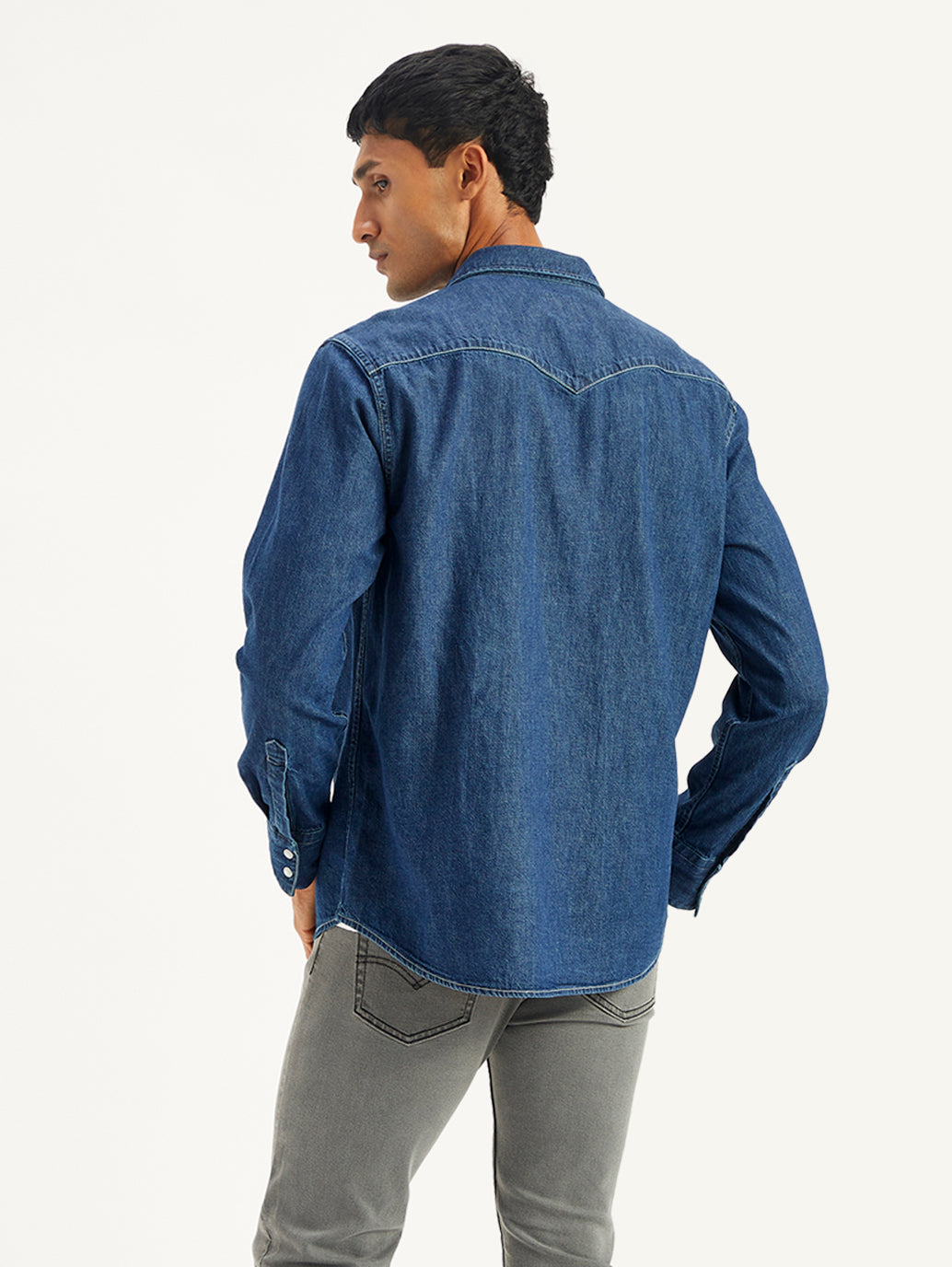 Men's Solid Regular Fit Denim Shirt