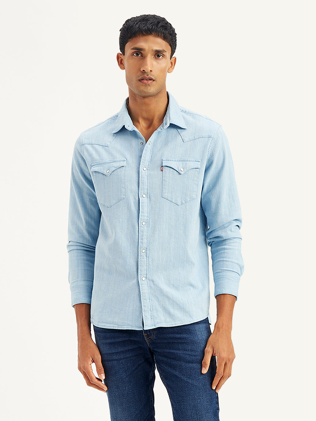 Men's Solid Slim Fit Denim Shirt