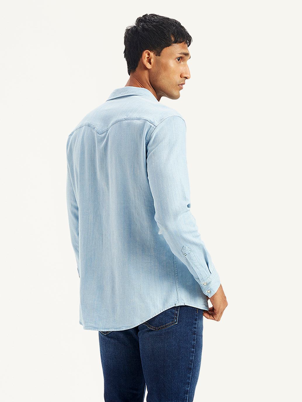 Men's Solid Slim Fit Denim Shirt