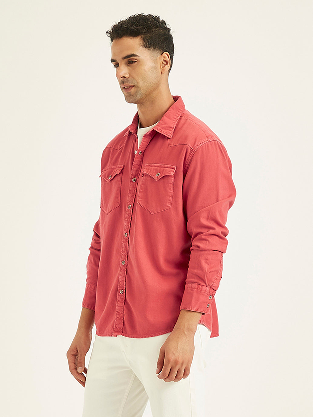 Men's Solid Slim Fit Denim Shirt