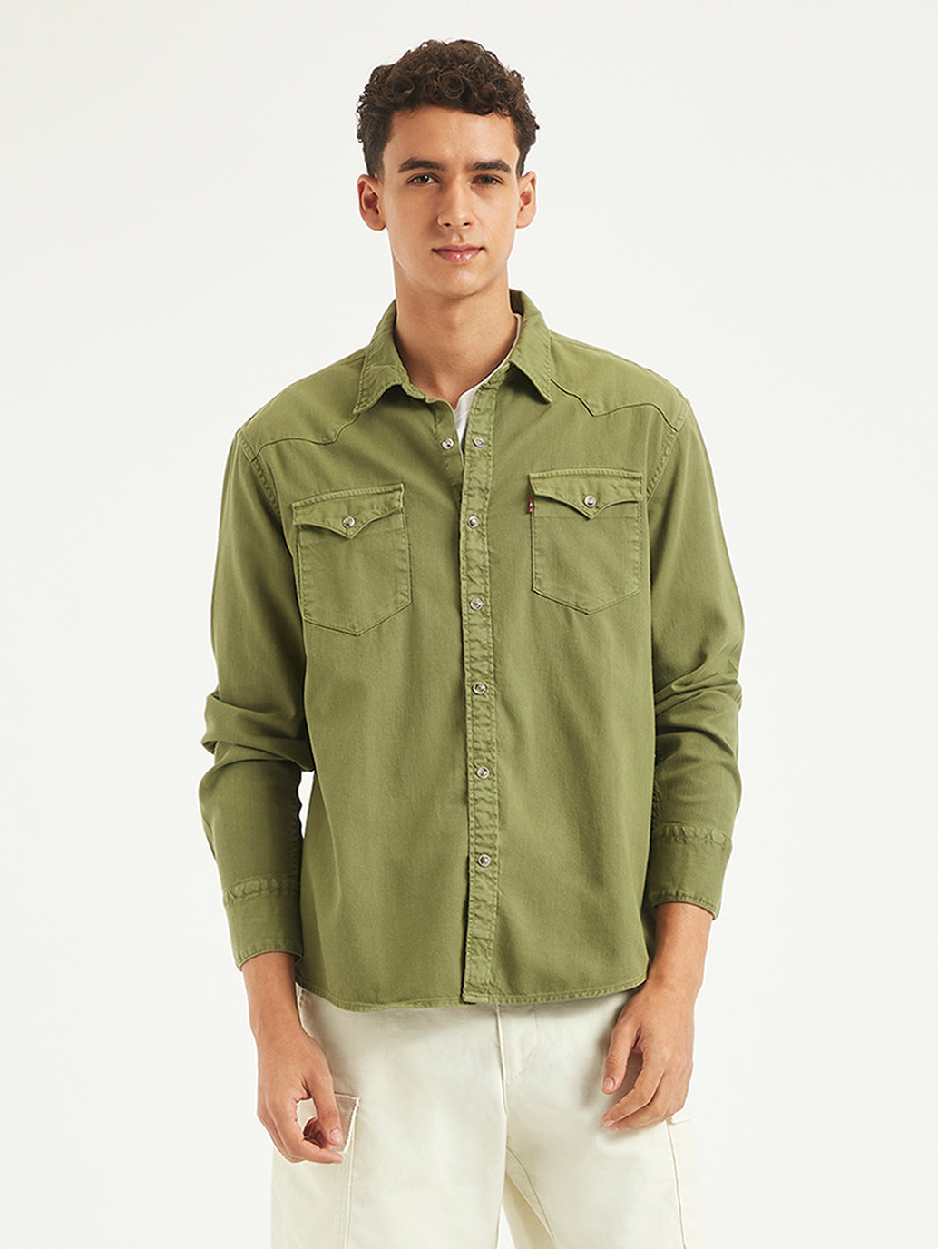 Ajio Yellow Levis Dress Shirt Men's Solid Slim Fit Denim Shirt