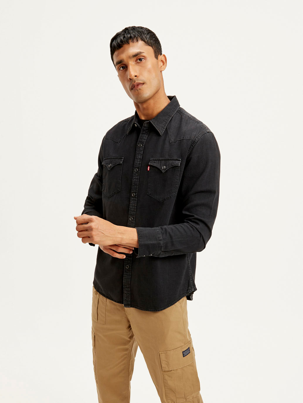 Men's Solid Slim Fit Shirt - Elevated View