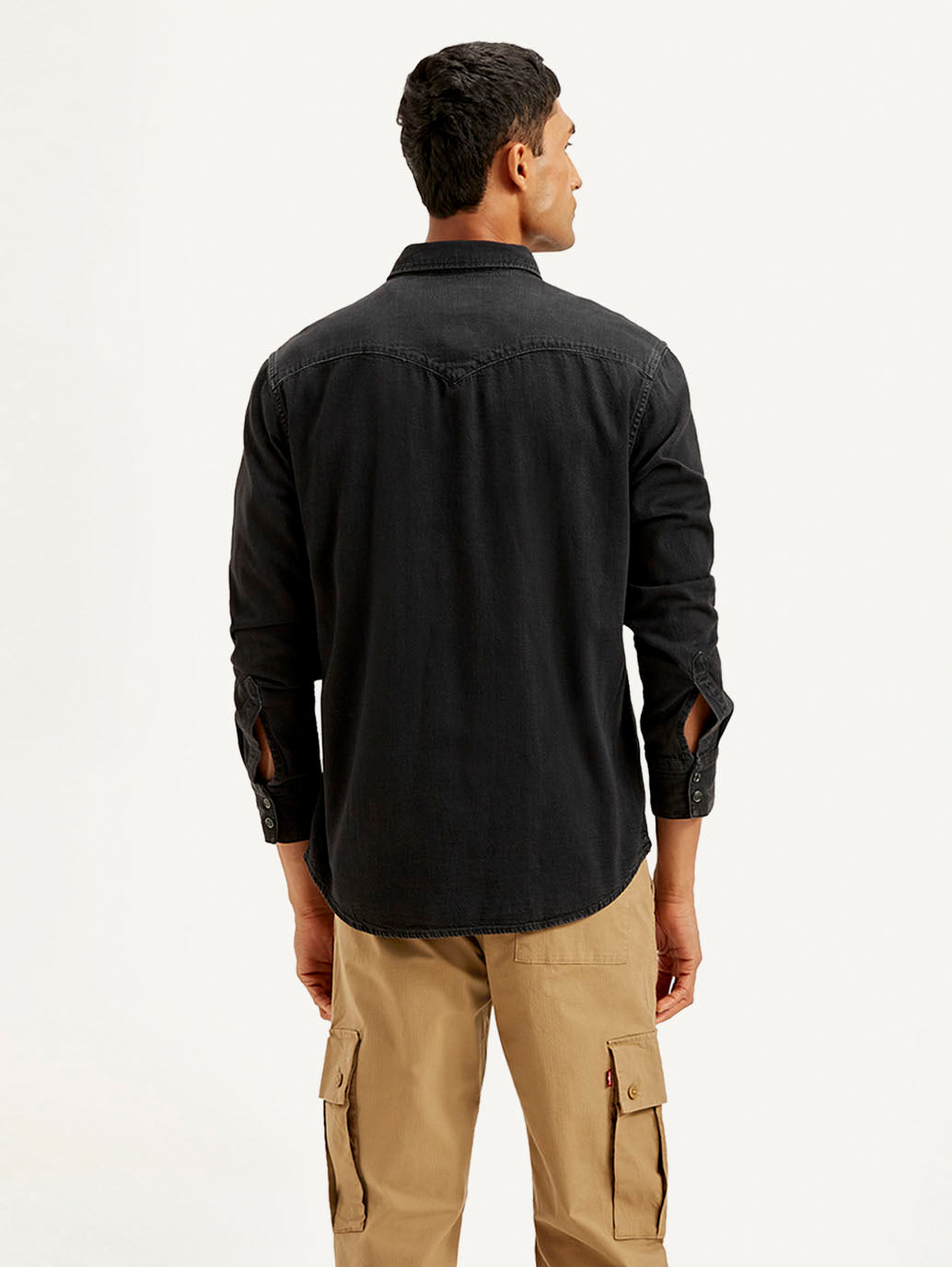 Men's Solid Slim Fit Shirt - Back View