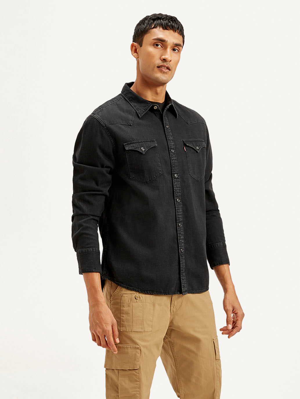 Men's Solid Slim Fit Shirt - Side View