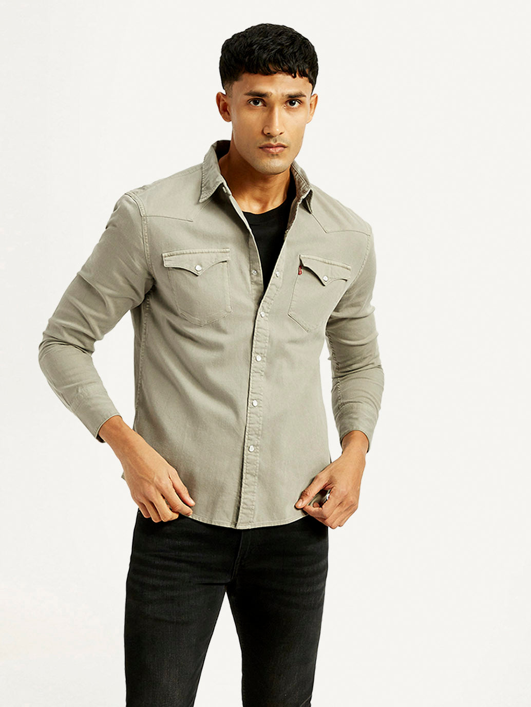 Men's Solid Overdyed Slim Fit Shirt - Styleshot View