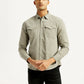 Men's Solid Overdyed Slim Fit Shirt - Front View
