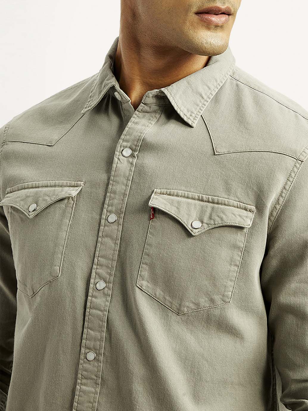 Men's Solid Overdyed Slim Fit Shirt - Detail View
