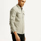 Men's Solid Overdyed Slim Fit Shirt - Side View