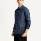 Men's Solid Indigo Slim Fit Shirt - Side View