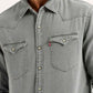 Men's Solid Grey Slim Fit Denim Shirt - Detail View