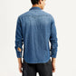Men's Solid Blue Slim Fit Denim Shirt - Back View