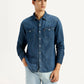 Men's Solid Dark Blue Slim Fit Denim Shirt - Styleshot View