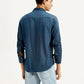 Men's Solid Dark Blue Slim Fit Denim Shirt - Back View