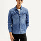 Men's Solid Slim Fit Denim Shirt - Styleshot View
