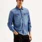 Men's Solid Slim Fit Denim Shirt - Side View