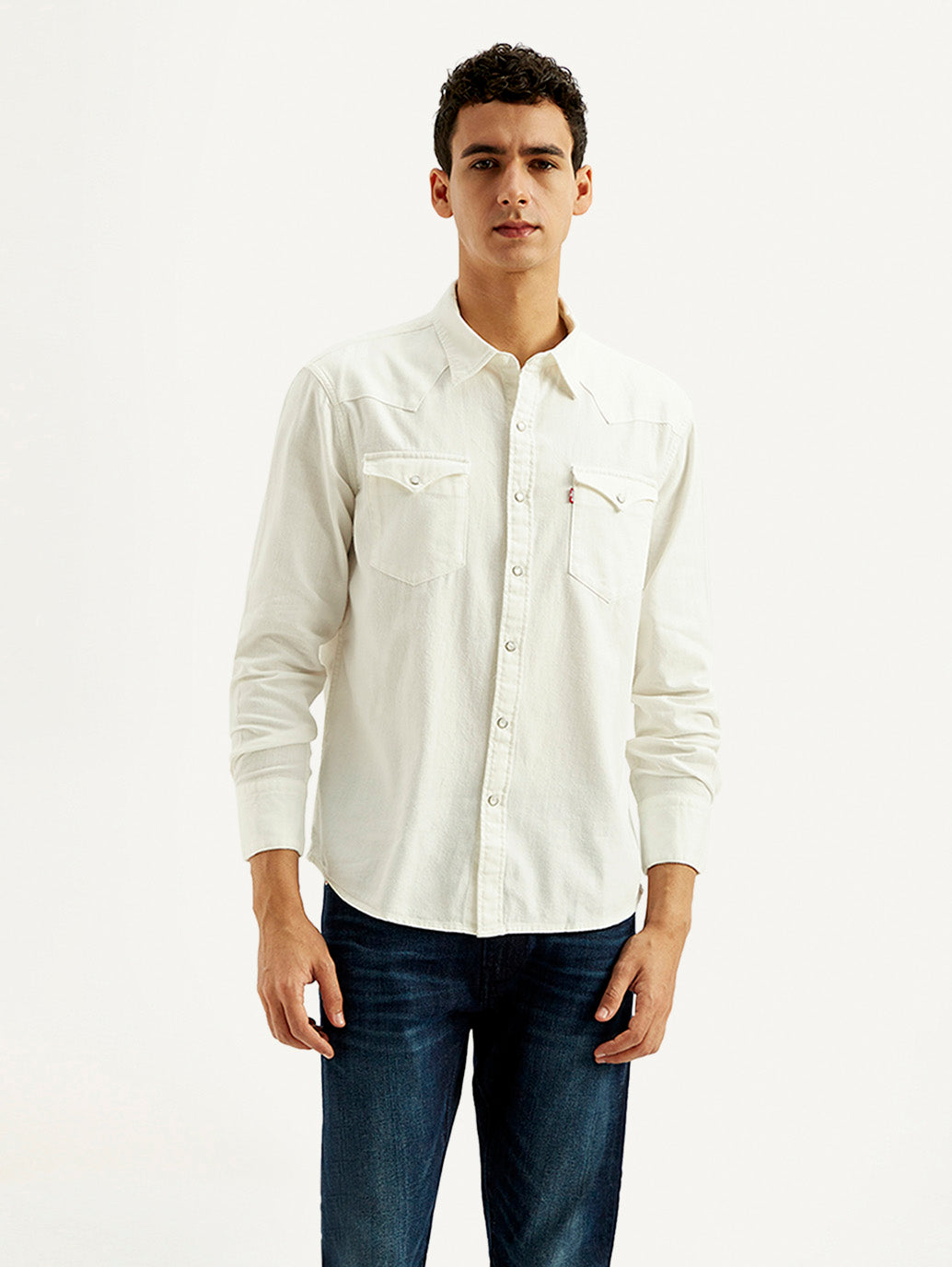 Men's Solid Slim Fit Shirt - Front View