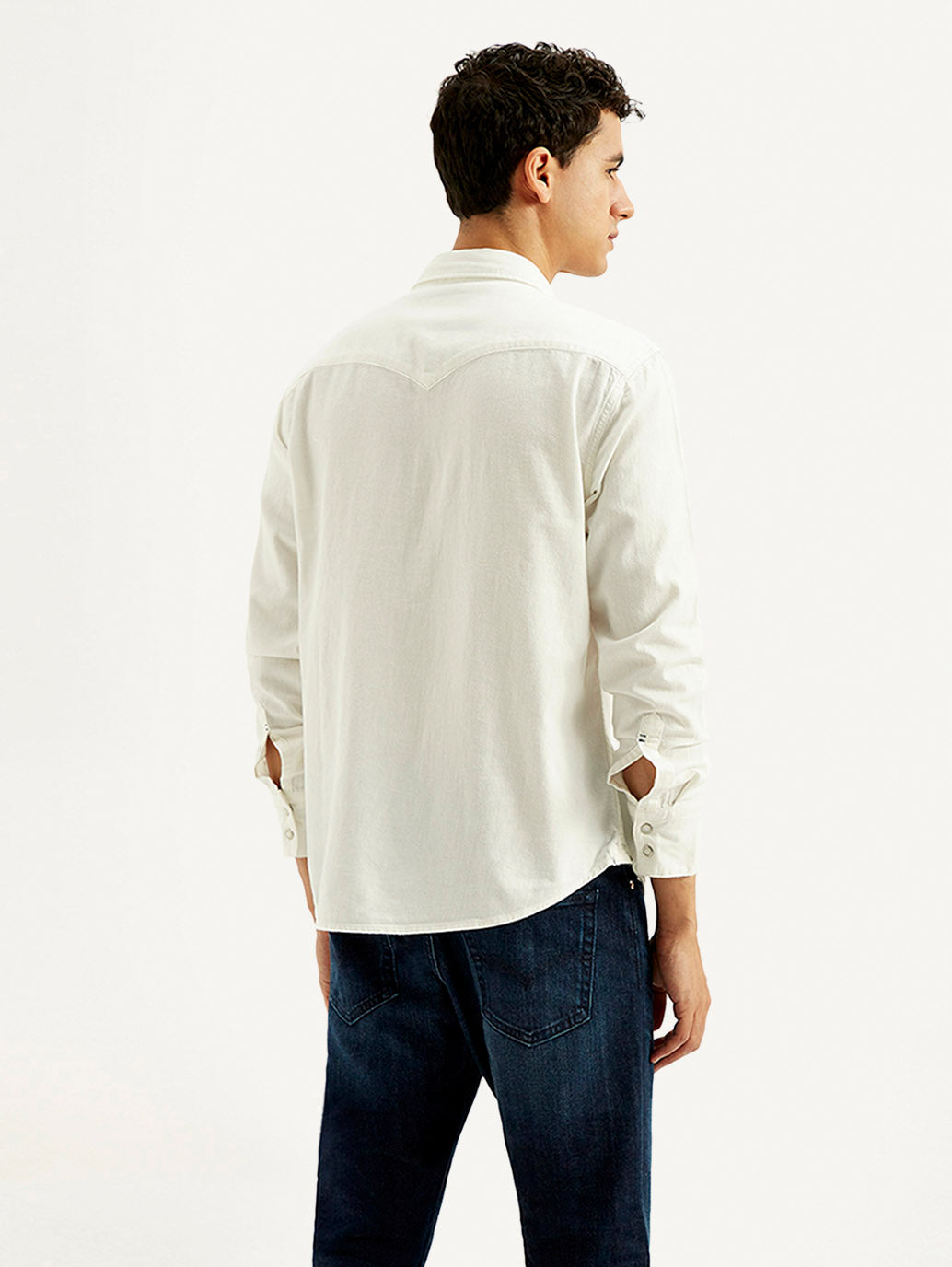 Men's Solid Slim Fit Shirt - Back View