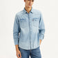 Men's Solid Light Blue Slim Fit Denim Shirt - Styleshot View