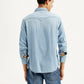 Men's Solid Light Blue Slim Fit Denim Shirt - Back View